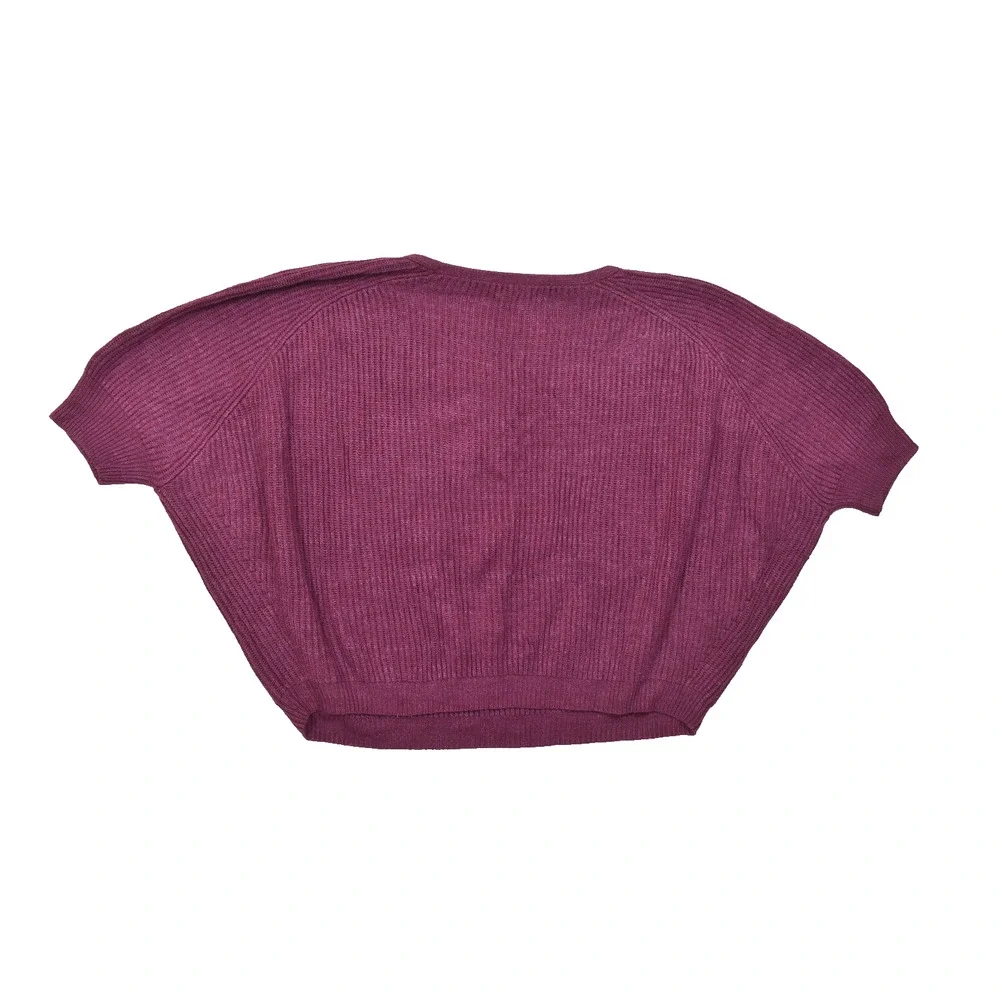 Chico's Women's Size 3 Large XL Purple Ribbed Knit Dolman Short Sleeve Pullover